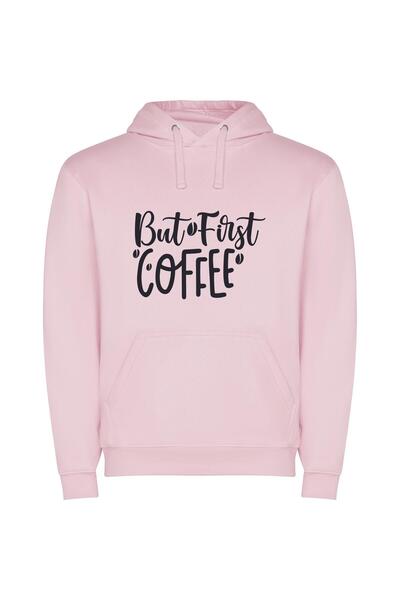 iLovePrints Black Ink Coffee Elegance Φούτερ με κουκούλα σε χρώμα Ροζ