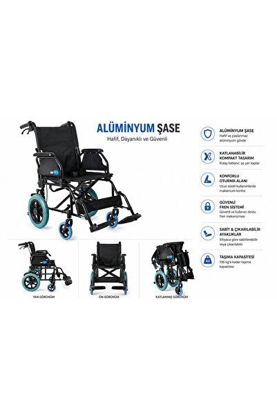 MEDEVRELF Comfort Plus DM-863-12 Transfer Özellikli Tekerlekli Sandalye