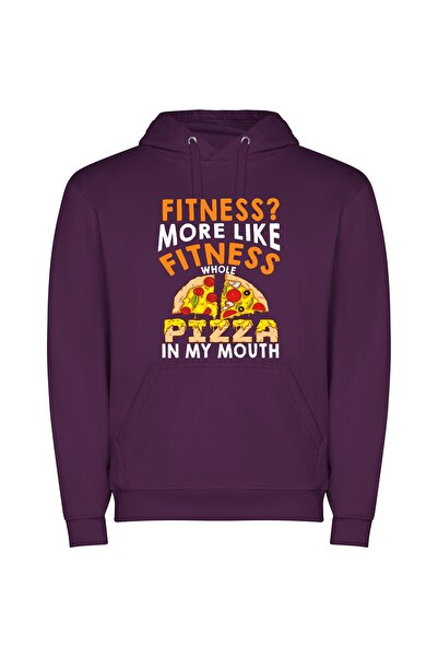 iLovePrints Pizza-Fueled Fitness Fiesta Φούτερ με κουκούλα σε χρώμα Μωβ