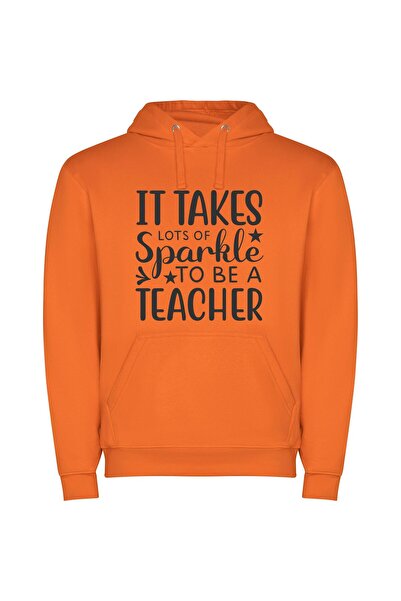 iLovePrints Sparkling Classroom Charm Φούτερ με κουκούλα σε χρώμα Πορτοκαλί