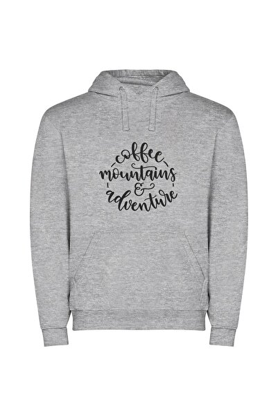 iLovePrints Black Ink Adventure: Coffee Mountains Φούτερ με κουκούλα σε χρώμα...
