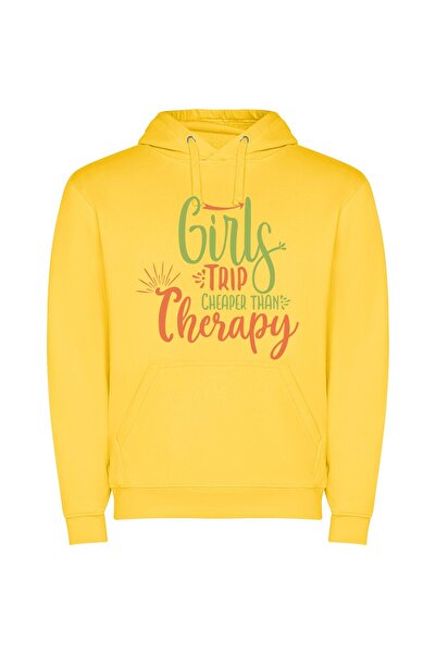 iLovePrints Budget Bliss: Girls Roadtrip Φούτερ με κουκούλα σε χρώμα Κίτρινο