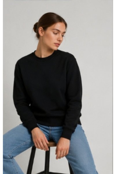 Generic Brand Sweatshirt Soft Textured 3-Stripes Black