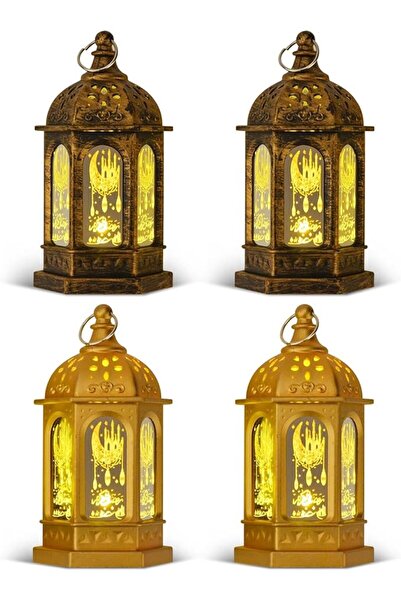 GENERAL Ramadan Candle Lantern, 4PCS Gold and Bronze LED Ramadan Decorations ...