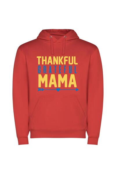 iLovePrints Mama's Grateful Sign Φούτερ με κουκούλα σε χρώμα Κόκκινο