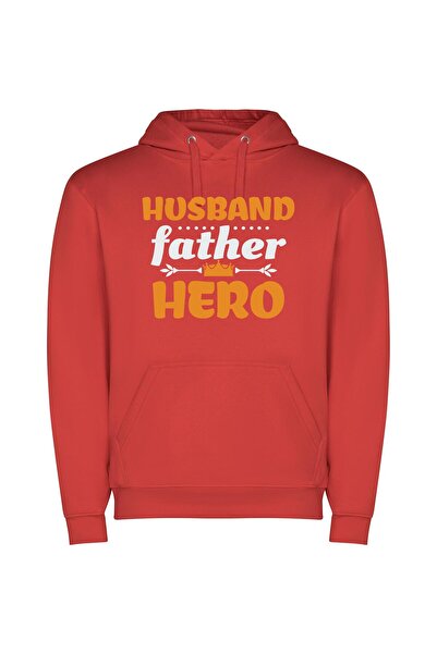 iLovePrints Gentleman Hero: Father & Husband Φούτερ με κουκούλα σε χρώμα Κόκκινο