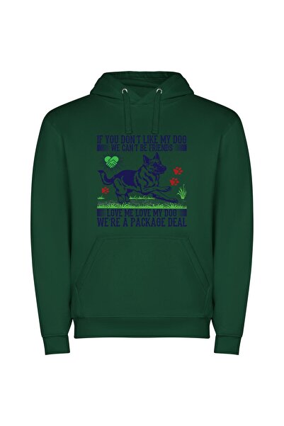 iLovePrints Furry Friendship Insignia Φούτερ με κουκούλα σε χρώμα Πράσινο