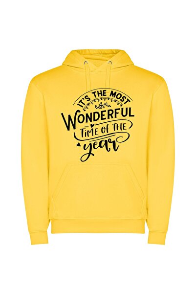 iLovePrints Wonderous Holiday Magic Φούτερ με κουκούλα σε χρώμα Κίτρινο