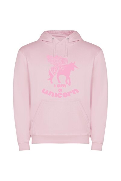 iLovePrints Majestic Floral Unicorn Φούτερ με κουκούλα σε χρώμα Ροζ