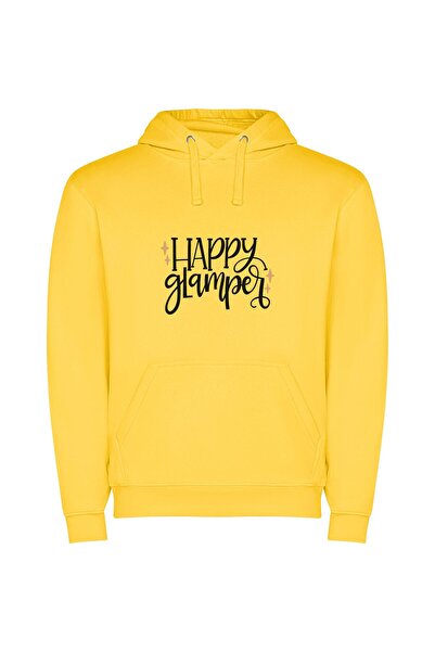 iLovePrints Glamper's Inked Euphoria Φούτερ με κουκούλα σε χρώμα Κίτρινο