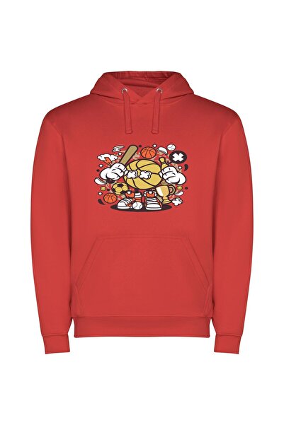 iLovePrints Sporty Mascot Swing Φούτερ με κουκούλα σε χρώμα Κόκκινο