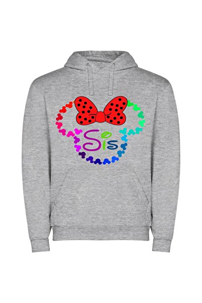 iLovePrints Sis in Disney Style Φούτερ με κουκούλα σε χρώμα Γκρι