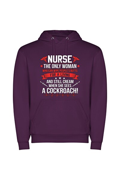 iLovePrints Glamorous Cockroach Conqueror: Nurse Φούτερ με κουκούλα σε χρώμα Μωβ