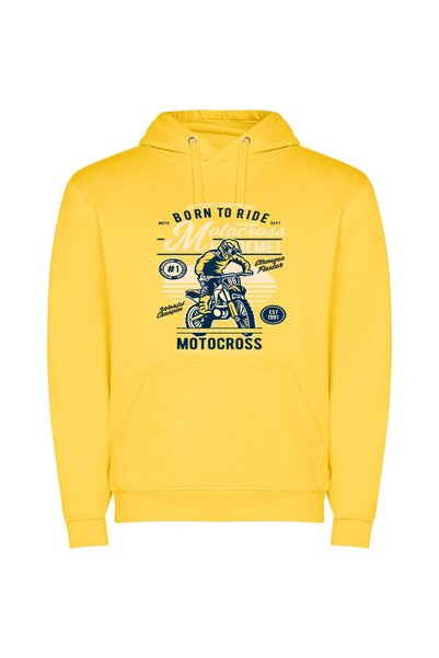 iLovePrints Dirt Bike Rider's Revival Φούτερ με κουκούλα σε χρώμα Κίτρινο