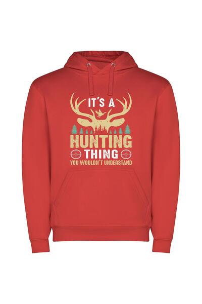 iLovePrints The Evasive Thrill: Hunting Φούτερ με κουκούλα σε χρώμα Κόκκινο