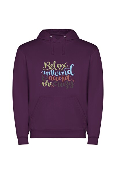 iLovePrints Unwind and Embrace Serenity Φούτερ με κουκούλα σε χρώμα Μωβ