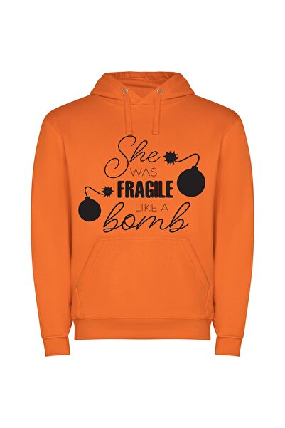 iLovePrints Fragile Bombshell Journey Φούτερ με κουκούλα σε χρώμα Πορτοκαλί