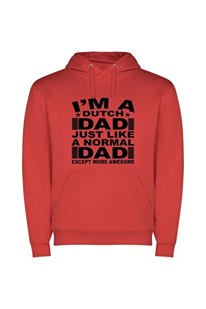 iLovePrints Dutch Awesome Dad Chronicles Φούτερ με κουκούλα σε χρώμα Κόκκινο