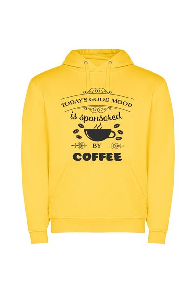 iLovePrints Coffee-Powered Vibes Φούτερ με κουκούλα σε χρώμα Κίτρινο