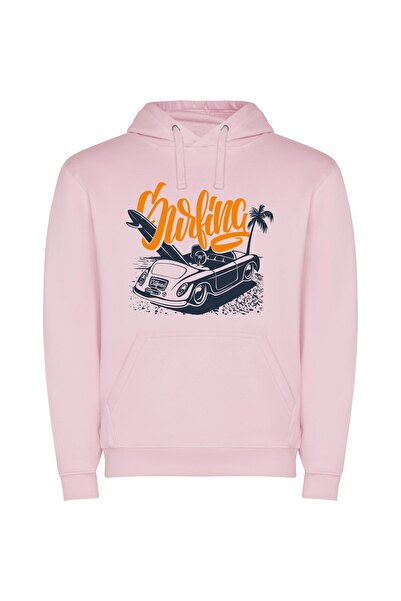 iLovePrints Car Surfing Official Print Φούτερ με κουκούλα σε χρώμα Ροζ