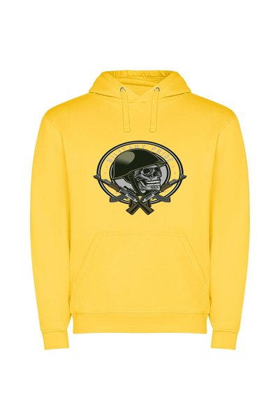 iLovePrints Skull-Suited Warrior Φούτερ με κουκούλα σε χρώμα Κίτρινο