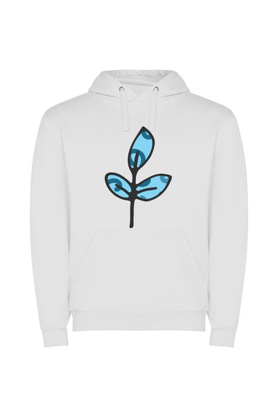 iLovePrints Serene Blue Blossom Φούτερ με κουκούλα σε χρώμα Λευκό