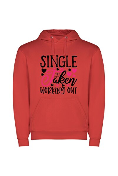 iLovePrints Single Fitness Line Formation Φούτερ με κουκούλα σε χρώμα Κόκκινο