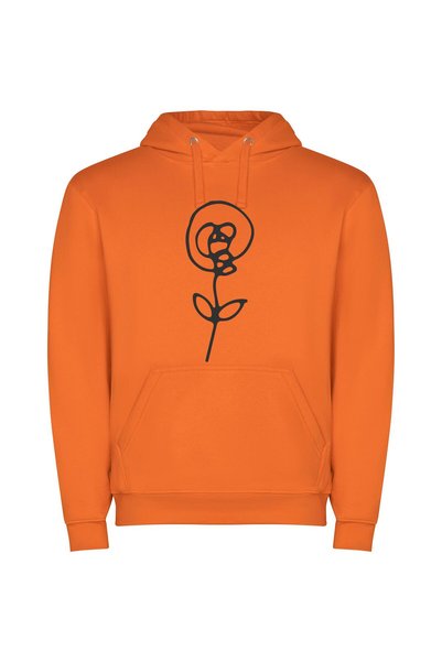 iLovePrints Whimsical Line Blossom Φούτερ με κουκούλα σε χρώμα Πορτοκαλί