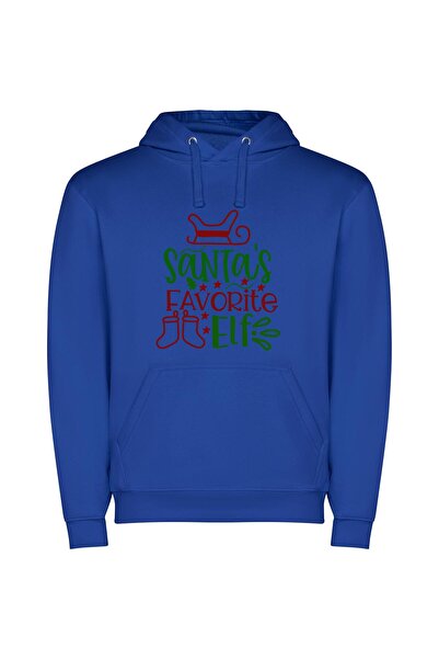 iLovePrints Merry Elf: Santa's Favorite Φούτερ με κουκούλα σε χρώμα Μπλε