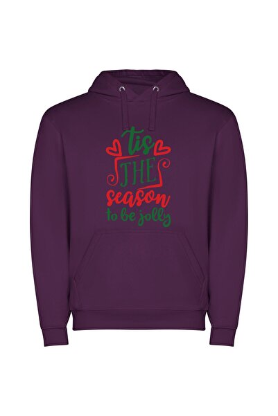 iLovePrints Jolly Holiday Greetings Φούτερ με κουκούλα σε χρώμα Μωβ
