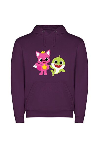 iLovePrints Furry Friends Unite! Φούτερ με κουκούλα σε χρώμα Μωβ