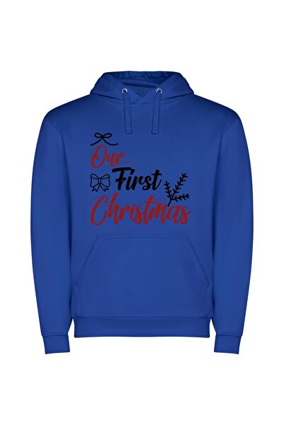 iLovePrints First Christmas Extravaganza Φούτερ με κουκούλα σε χρώμα Μπλε