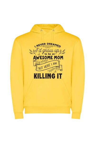 iLovePrints Unforeseen Supermom Triumph Φούτερ με κουκούλα σε χρώμα Κίτρινο