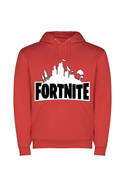 iLovePrints Monochrome Fortnite Experience Φούτερ με κουκούλα σε χρώμα Κόκκινο