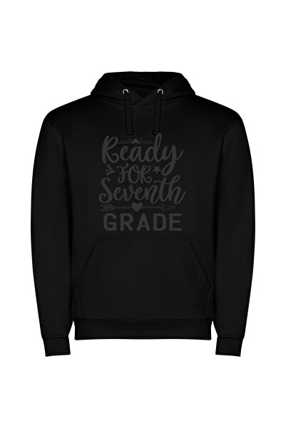 iLovePrints Grade 7: Ready-Made Print Φούτερ με κουκούλα σε χρώμα Μαύρο