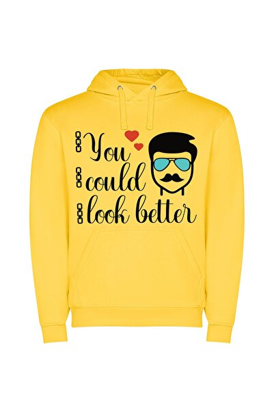 iLovePrints Dapper Stache & Sunglasses Φούτερ με κουκούλα σε χρώμα Κίτρινο