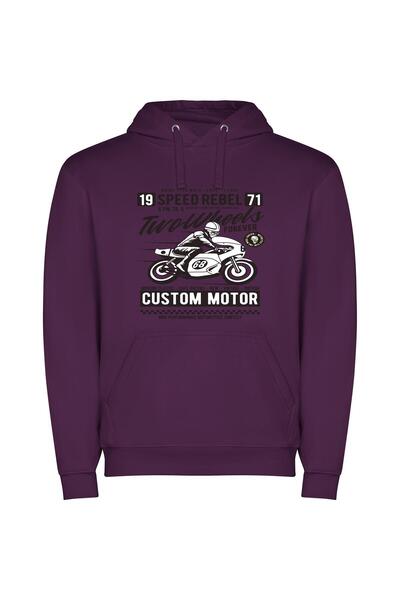 iLovePrints Turbo Retro Speed Thrills Φούτερ με κουκούλα σε χρώμα Μωβ
