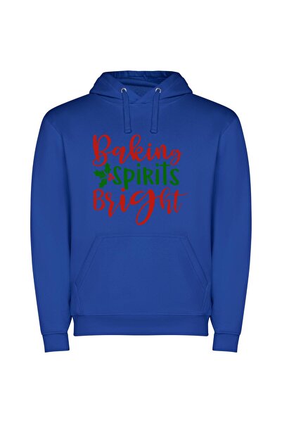 iLovePrints Twinkling Holiday Inspiration Φούτερ με κουκούλα σε χρώμα Μπλε