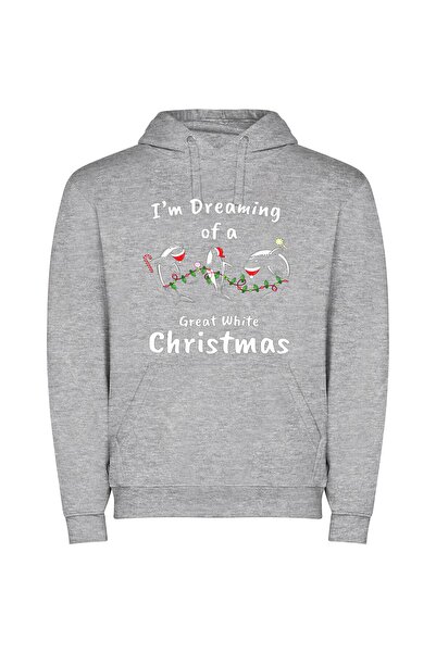 iLovePrints White Christmas Coloring Delights Φούτερ με κουκούλα σε χρώμα Γκρι