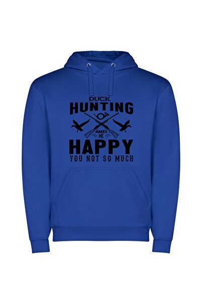 iLovePrints Hunting Bliss: Duck Happiness! Φούτερ με κουκούλα σε χρώμα Μπλε