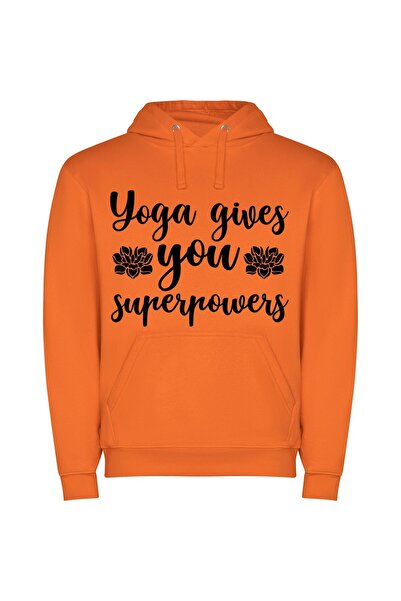 iLovePrints Supercharged Yoga: Powerful You Φούτερ με κουκούλα σε χρώμα Πορτο...