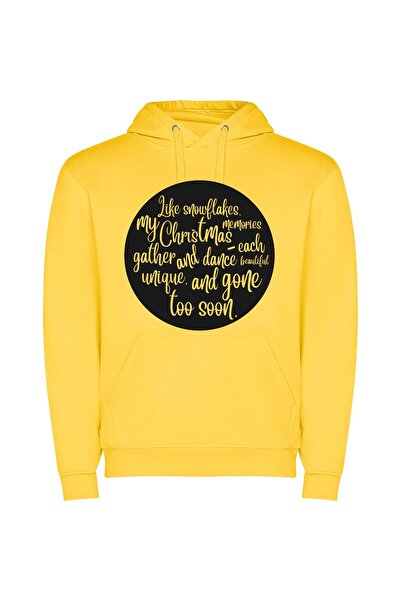 iLovePrints Snowflakes' Dance in Snowglobe Φούτερ με κουκούλα σε χρώμα Κίτρινο