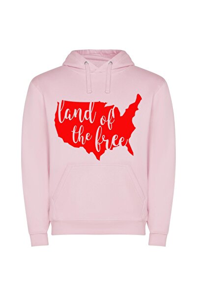 iLovePrints USA Freedom Map Φούτερ με κουκούλα σε χρώμα Ροζ