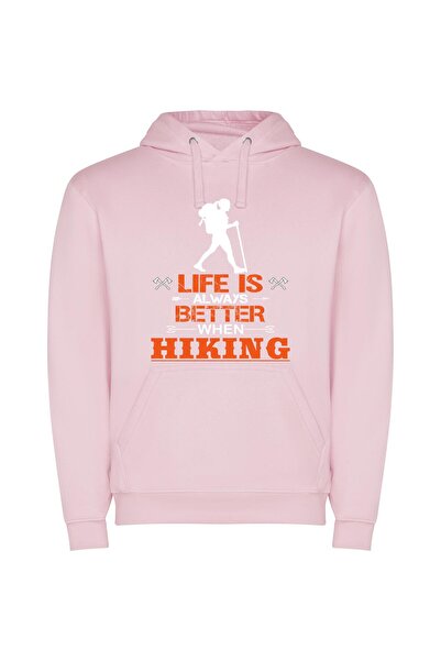 iLovePrints True Life Hiking Φούτερ με κουκούλα σε χρώμα Ροζ