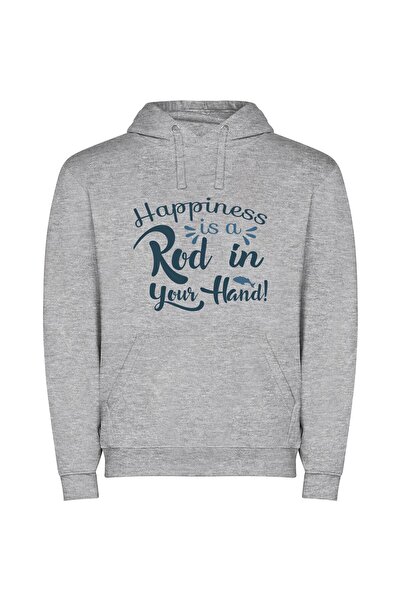 iLovePrints Joyful Rod of Happiness Φούτερ με κουκούλα σε χρώμα Γκρι