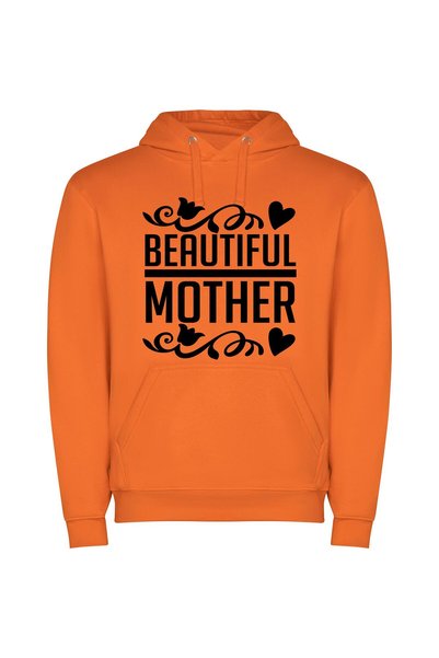iLovePrints Elegantly Captured Motherhood Φούτερ με κουκούλα σε χρώμα Πορτοκαλί