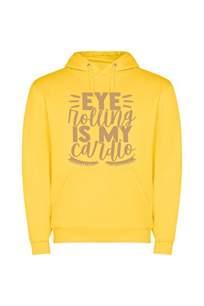 iLovePrints Silly Eye Fitness Craze Φούτερ με κουκούλα σε χρώμα Κίτρινο