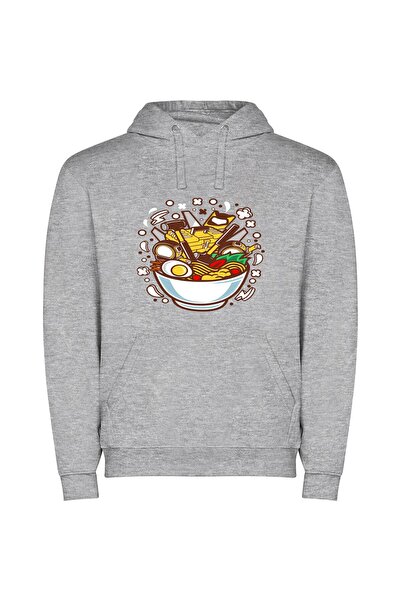 iLovePrints Delicious Noodle Bliss Φούτερ με κουκούλα σε χρώμα Γκρι