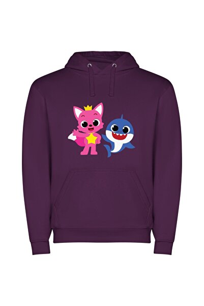iLovePrints Furry Friends Unite! Φούτερ με κουκούλα σε χρώμα Μωβ