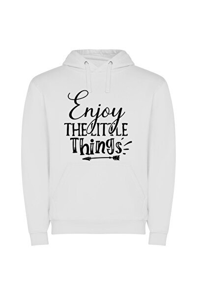 iLovePrints Embracing Life's Simple Joys Φούτερ με κουκούλα σε χρώμα Λευκό
